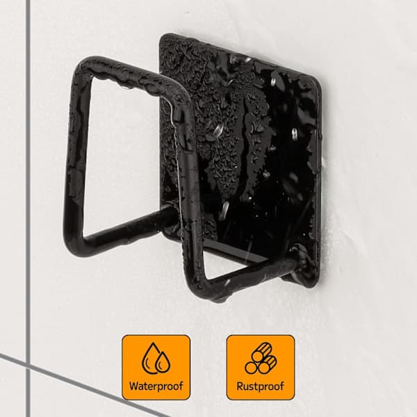 Svamp Holder – 304 Rustfritt stål oppvasksvampkrok, selvklebende (Svart, 2)