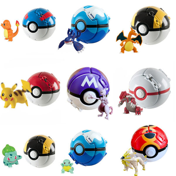 Flip Pet Exploderande Poké Ball Mini Dockor + Fångstbollar 13