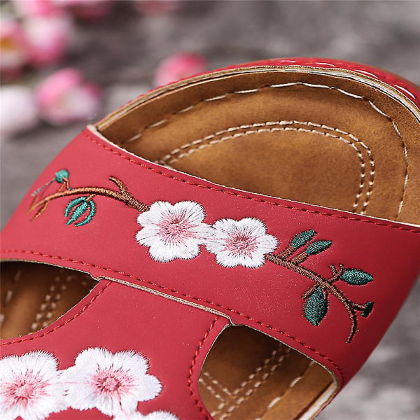 Ortopediska Bloom-skor för kvinnor med öppen tå sandaler Platttofflor för damer Sommar Strand Gummi Mjuk sula Brown 37