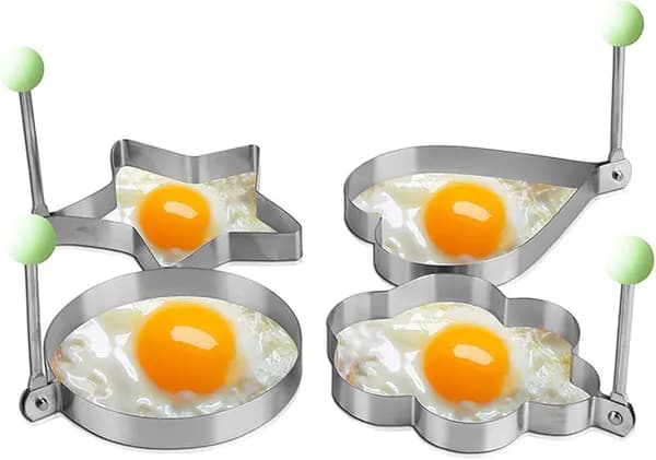 5-pack äggringar i rostfritt stål i olika former, 3,5 tum