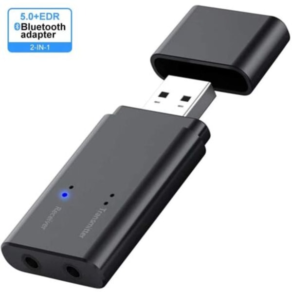 USB Bluetooth 5.0 Adapter Transmitter Receiver 2 i 1 Bluetooth Transmitter Receiver USB Dongle Trådløs Musik Adapter med RCA & 3.5mm AUX til TV, PC