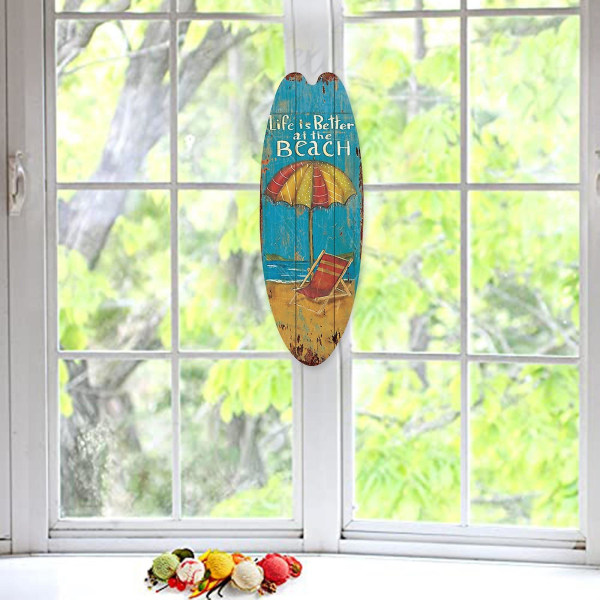 Trä surfbräda skyltar, Tiki Bar Dekor Party Dekorativ Väggkonst Vintage hängande hänge Style 1