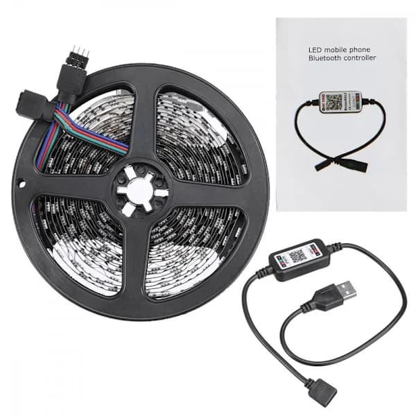 Fleksibel 5m RGB LED-strip / Lysslange / LED-strip Bluetooth APP Multicolor multifarve