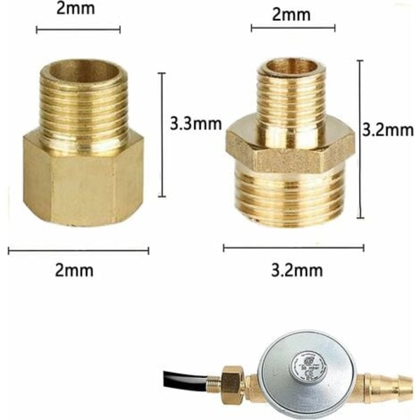 TS-Gasadapter Koppar Gasrörsadapter Gasflaskanslutning Gasadapter 1/2 till 1/4, 3/4 Anslutningskoppling För R