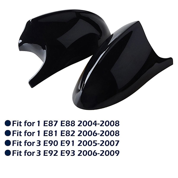 TS-1par Bil Blank Svart Ku Horn Sidespeil For 1 3 Serie E81 E87 E90 E92 2004 2005 2006 20
