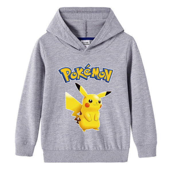 Tecknad Pikachu långärmad hoodie för barn tröja tröja Svart 110cm