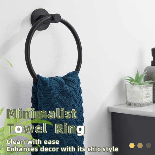Håndkleholder, rustfritt stål, svart, ringdiameter 16,5 cm, base 5 cm, veggavstand 7,5 cm, 1 stk