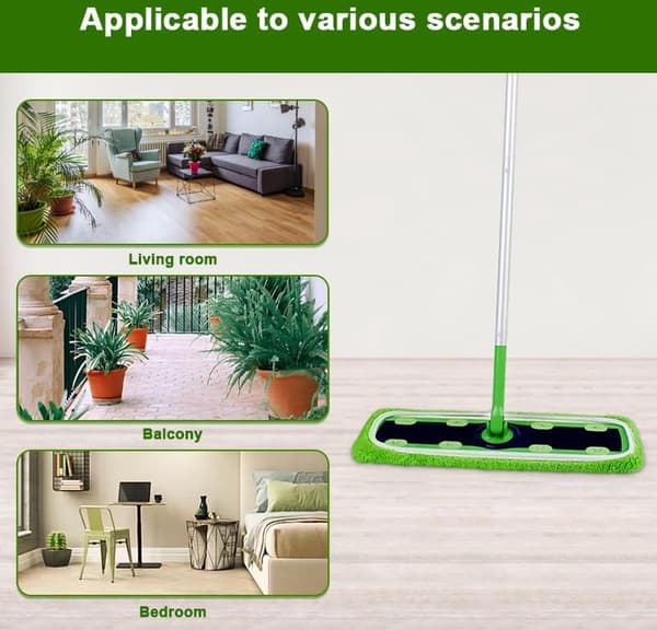 Mikrofibermoppdynor 6-pack, återanvändbara tvättbara våt- och torrmopprefiller för Swiffer Sweeper och 10-tums platta moppar, grön
