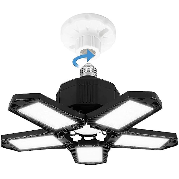 LED Garage Lys 120W 10000LM E27 6500K Justerbar 5 Paneler Deformerbar
