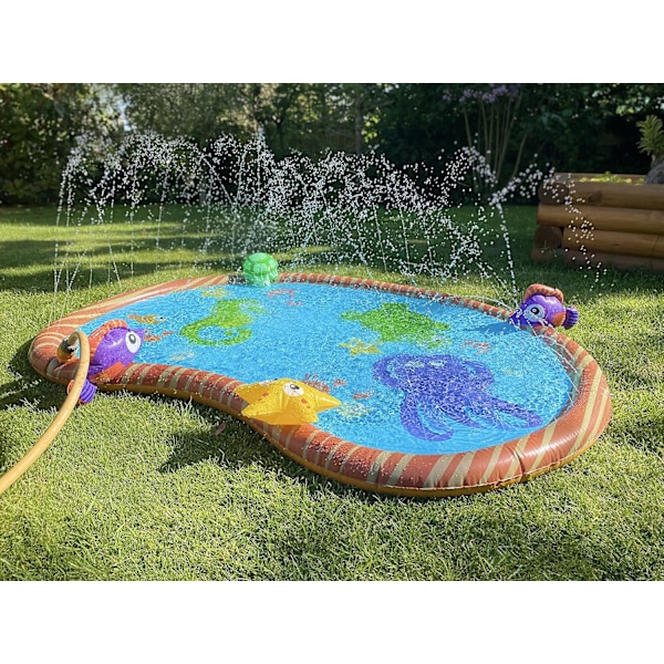 Sprinklermatte Vattenlekmatte Holdbar Bærbar Oppblåsbar Sprinklermatte Støt og Sprut Vadpool Sommer Essensielle Sprayleker