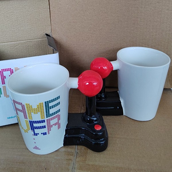 Spelkontroll keramisk mugg, färgglad bokstavsspel joystick keramisk mugg, tecknad kaffemugg