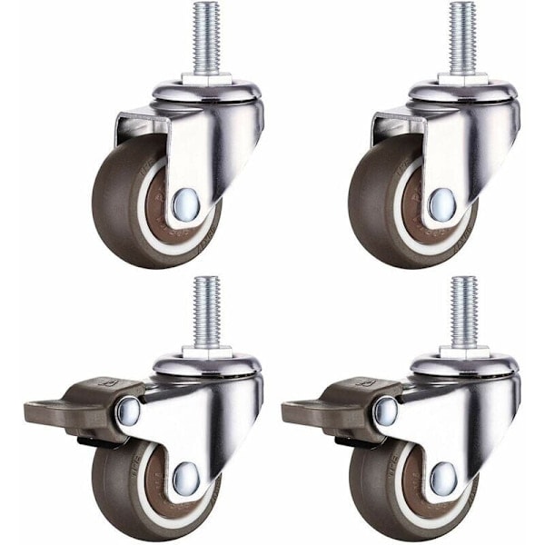 Kumipyörät kääntöpyörällä, M8-kierrekiinnitys, 1.5 \" (2 kpl jarrulla + 2 kpl ilman jarrua){HH}