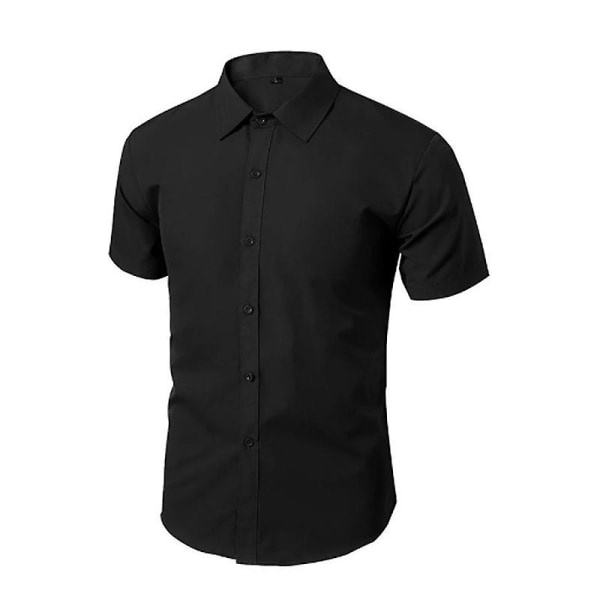 Sommarskjorta för män Daily Casual Vita skjortor Kortärmade Button Down Slim Fit Man Social Blus 4xl 5xl Black 4XL 86kg-92kg