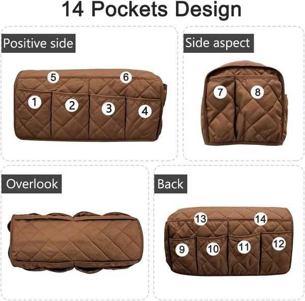 Sofa Storage Box with 14 Pockets for Storing Mobile Phone, TV Remote Control, Magazines