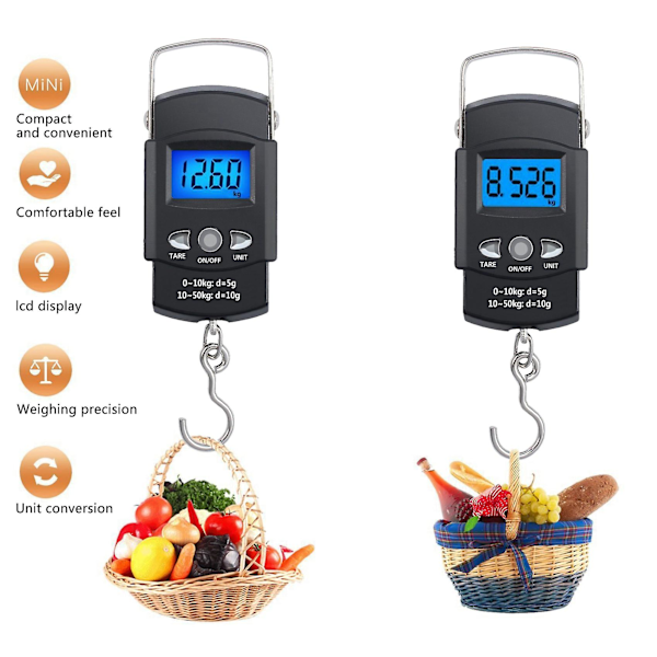 TS-50kg X 0.01kg Elektronisk Digital Håndholdt Mini Lommevekt 10g Bærbar Bagasje Reise Fiskevekt