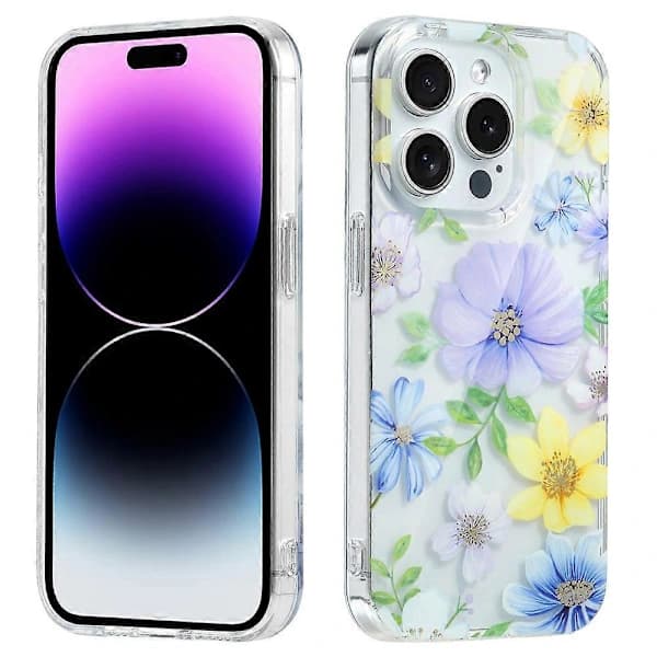 Transparent mobilskal med blommönster för iPhone 14 Pro Max