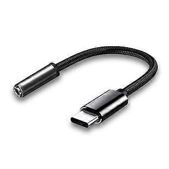 Type C til 3,5 mm hodetelefonadapter for telefon Universal USB C til 3,5 mm lydadapterkabel bærbar adapter svart Black