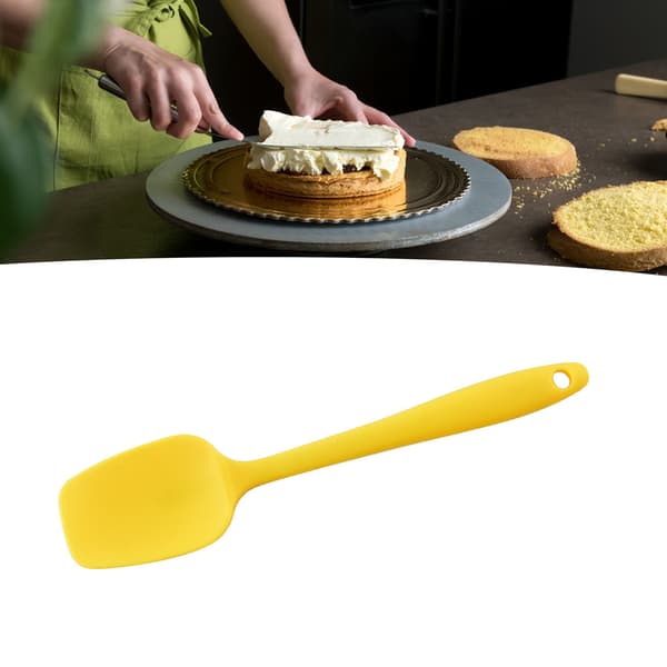Heat-Resistant T-Shaped Silicone Scraper Comfortable Grip Versatile Kitchen Utensil Yellow
