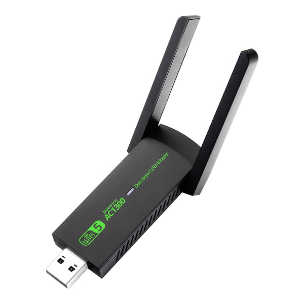 Netværkskort 1300 Mbps Dual Band Plug-and-Play Bærbar Mini USB Trådløs Wifi-adapter