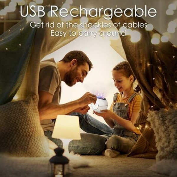 TS-Stjerneprojektor Roterende Himmel, USB Genopladelig LED Musikalsk Projektorlampe Med 14 Tilstande & Fjernbetjening & Timer & Metalstativ til Børn Ad