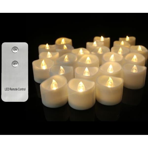 12-pakning LED-lamper med fjernkontroll, hvit
