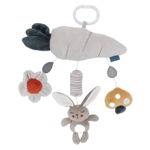 Soft Plush Hanging Toy Grey Rabbit Carrot Rattle Stroller Crib Mobile