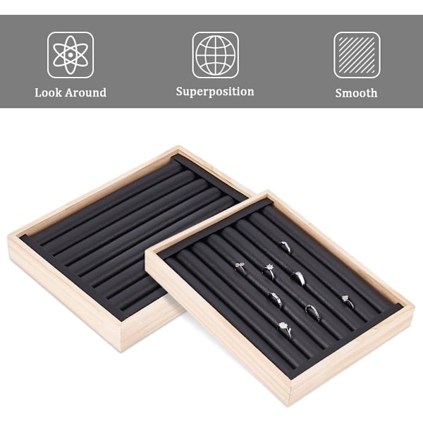 Falsk læder ringdisplaybakke, 7 rum, smykkeorganisator, smykkebakke til detailhandel, 35*24*3CM