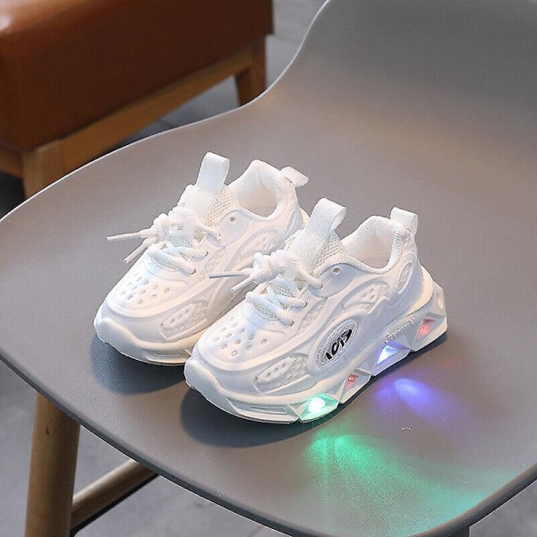 Flickor Pojkar Toddler Luminous Trainers Skor Barn Led Light Up Flash Sneakers Storlek White Size 21 inside length 13cm