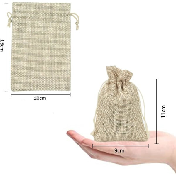 30-pack Intckwan jutevävspåsar, 10x15 cm, små presentpåsar med dragsko