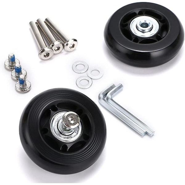 2 stk. Rejsevesker Hjul Erstatningshjul Lejer Reparation til Bagage Rejseveske 60*18mm, Sort