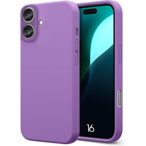 Etui for iPhone 16, beskyttende flytende silikon støtsikker anti-ripes lett - lilla Purple