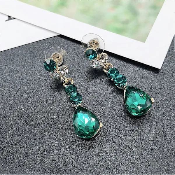 Grönt kronhalsband och örhängen set för bröllopsklänning, tillbehör, 2 set