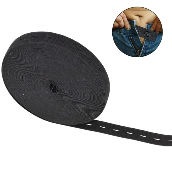 30m x 20mm elastisk bånd med knapphull, hull elastisk flat
