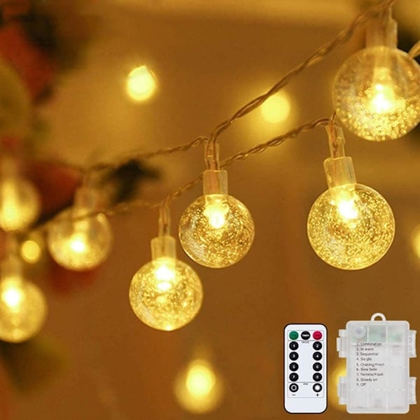 Globe Ljusslinga Fe-ljus Batteridriven 10M 80LED Ljusslinga med Fjärrkontroll Vattentät Inomhus Utomhus Hängande Lampor Dekorativa Jul L