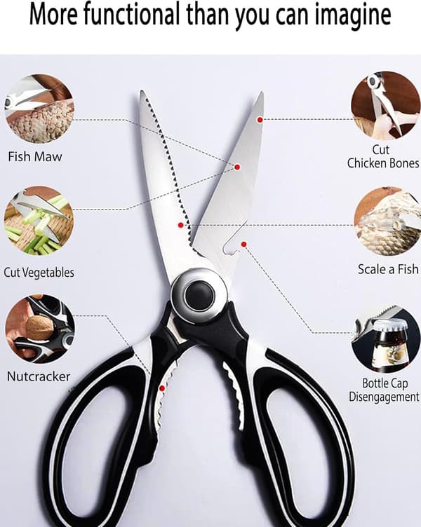 Kitchen Scissors, 2-pack Heavy Duty Kitchen Shears, Scissors for Kitchen Use, Stainless Steel, Poultry, Fish, Meat, Vegetables
