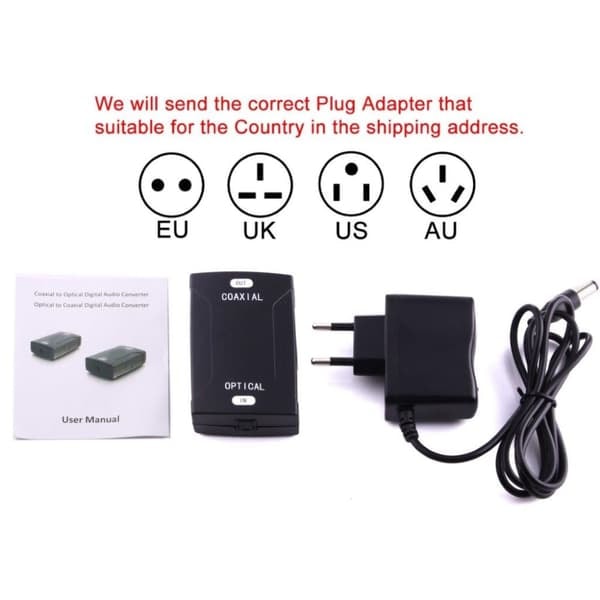 TS-Optisk Toslink adapter til Koaksial RCA