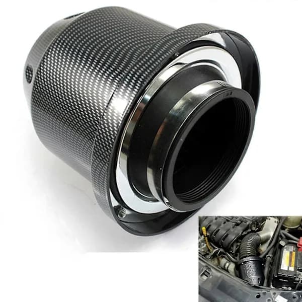 High Flow Luftfilter i Kolfibersvamp Modifiering Luftfilter Insugningsfilter 76MM Luftfilter