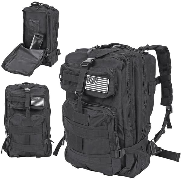 Militærveske / Ryggsekk i Nylon, Svart - 38 Liter