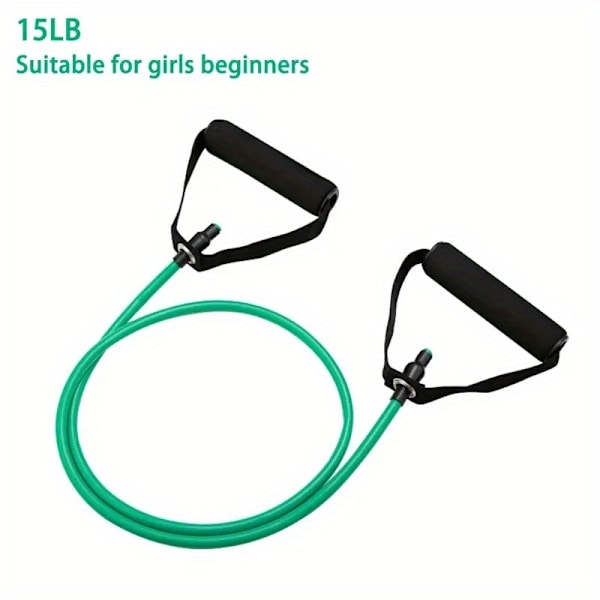 1 st 5-nivåers motståndsband med handtag för hemmaträning och styrketräning - Perfekt för yoga, pilates och boxning Grön-15LB