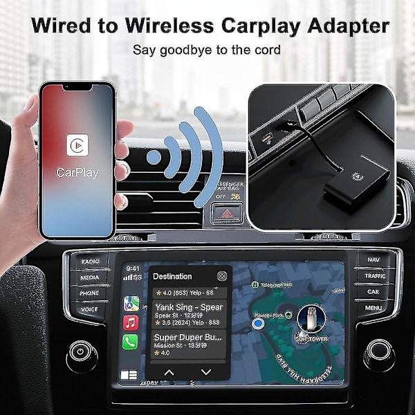 Trådløs Carplay-adapter til Android eller Apple Trådløs biladapter, Apple Trådløs Carplay Dongle, Plus