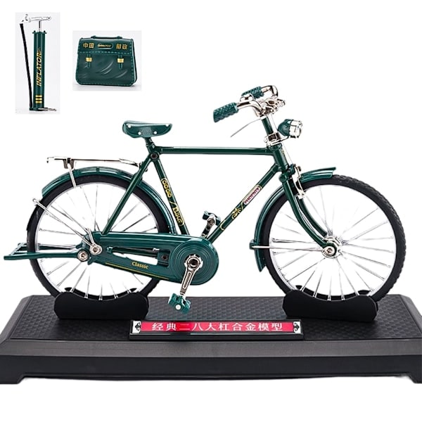 Retro cykelmodel kit til børn mini metaldekoration grøn