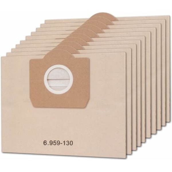 TS-Lot de 10 dammsugarpåsar för Karcher 6.959-130.0 WD3 WD3P MV3 A2204 A2254 A2604 Filterpåsar i papper som reservdelar för våt- och torrdammsugare