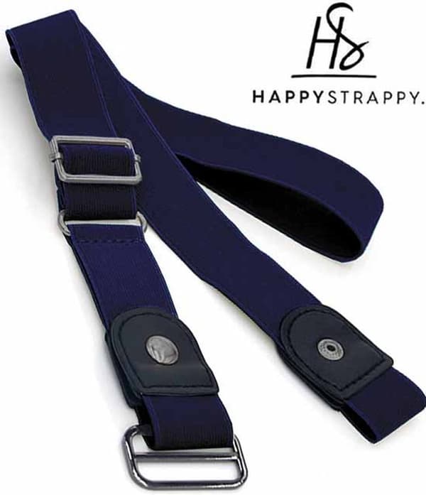 HappyStrappy Spenneløst Elastisk Belte for Menn og Kvinner, Usynlig Stretch Midjebelte, Justerbart Spenneløst Design, Marineblått