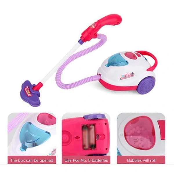 Mini Simuleringsstøvsuger for Barn Låtsasleker med Lampe Lydleker Rosa A2