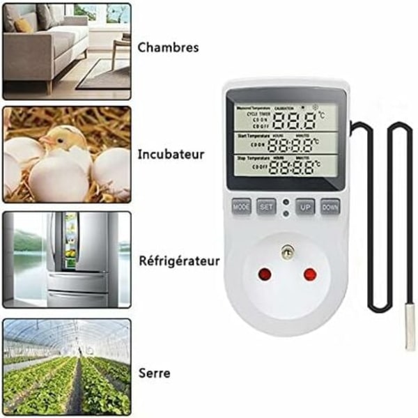 TS-Prise Termostat Digital Temperaturregulator Varme Køling med Sonde, LCD Stik Temperaturregulator Timer til Akvarium