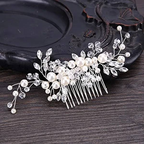 Brudgommens Blomstrete Sidebarrette Perle Brudehodeplagg