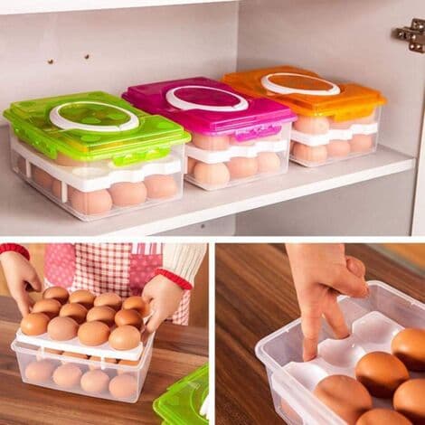 Oppbevaringsbeholder for egg, holder for 24 egg, multifunksjonell transportboks