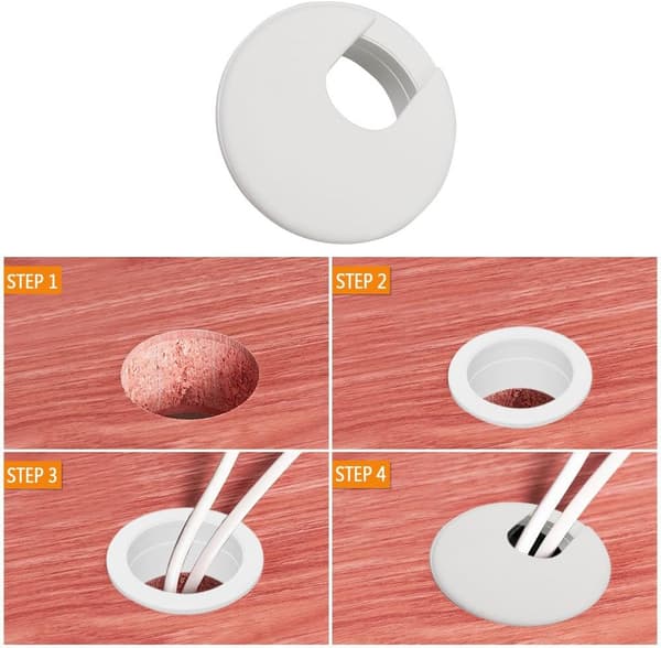 Desk Grommet 10 Pcs Recessed Round Cable Grommet 50mm Plastic Co