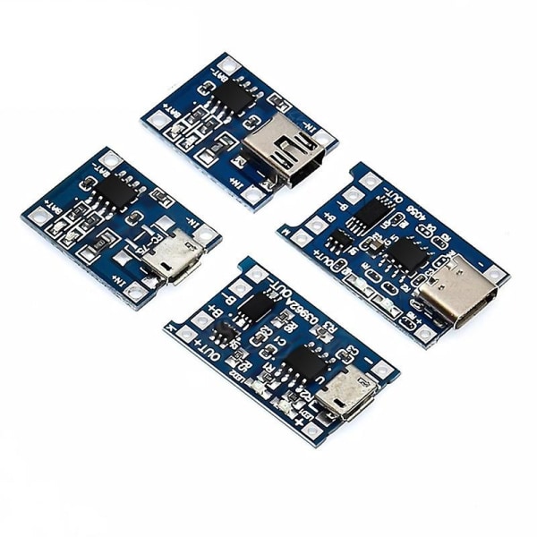 1a 18650 Lithium Battery Protection Board Type-c/micro/mini USB Laddningsmodul Tp4056 Med skydd En platta Modul 5st