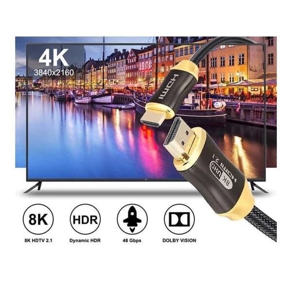 1,5 m HDMI 2.1 -kaapeli - Ultra HD 8K - Kullattu